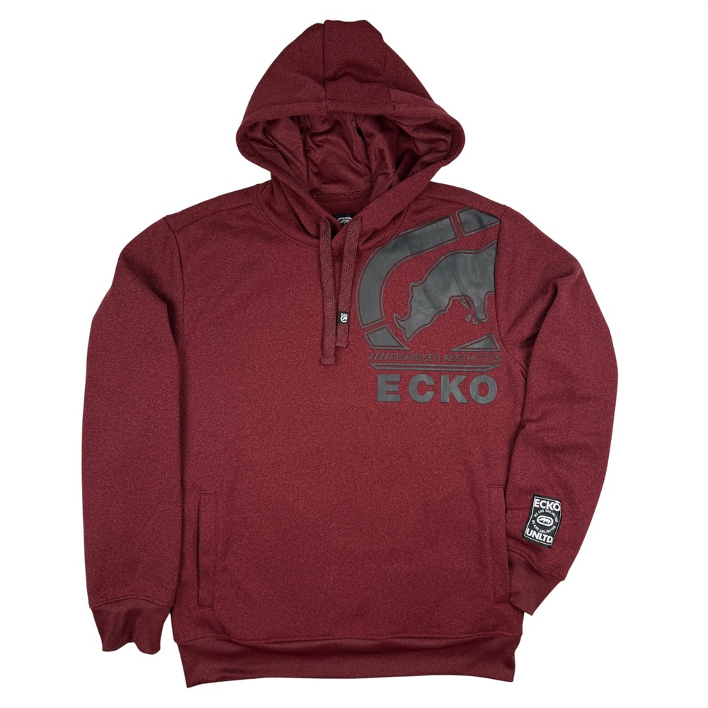 Ecko Unltd Mens Dark Red‎ Marled Fleece Hoodie Sweatshirt Size S Pockets New